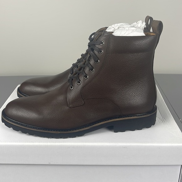 Donald Pliner James Lace Up Pebbled Leather Boot. - Picture 2 of 10